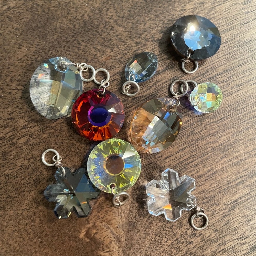 Lot of 9 Swarovski Crystal Pendants with Sterling Silver Findings
